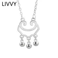 livvy personality design hollow longevity lock pendant necklace women fashion vintage silver color jewelry party gift