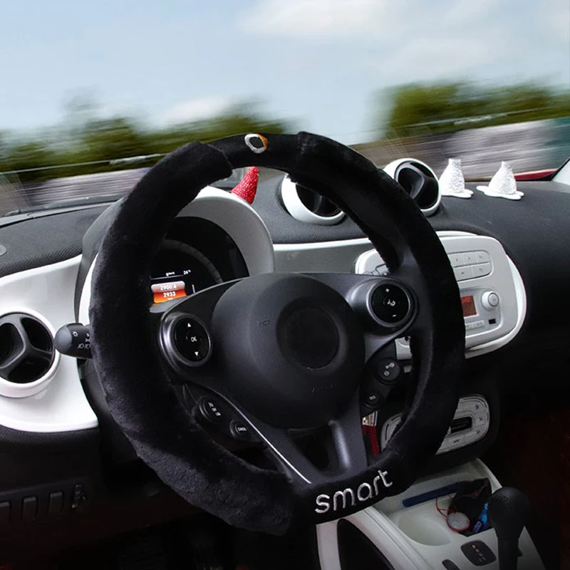 Автомобильный плюшевый чехол на руль внутреннее нескользящее украшение для Mercedes
