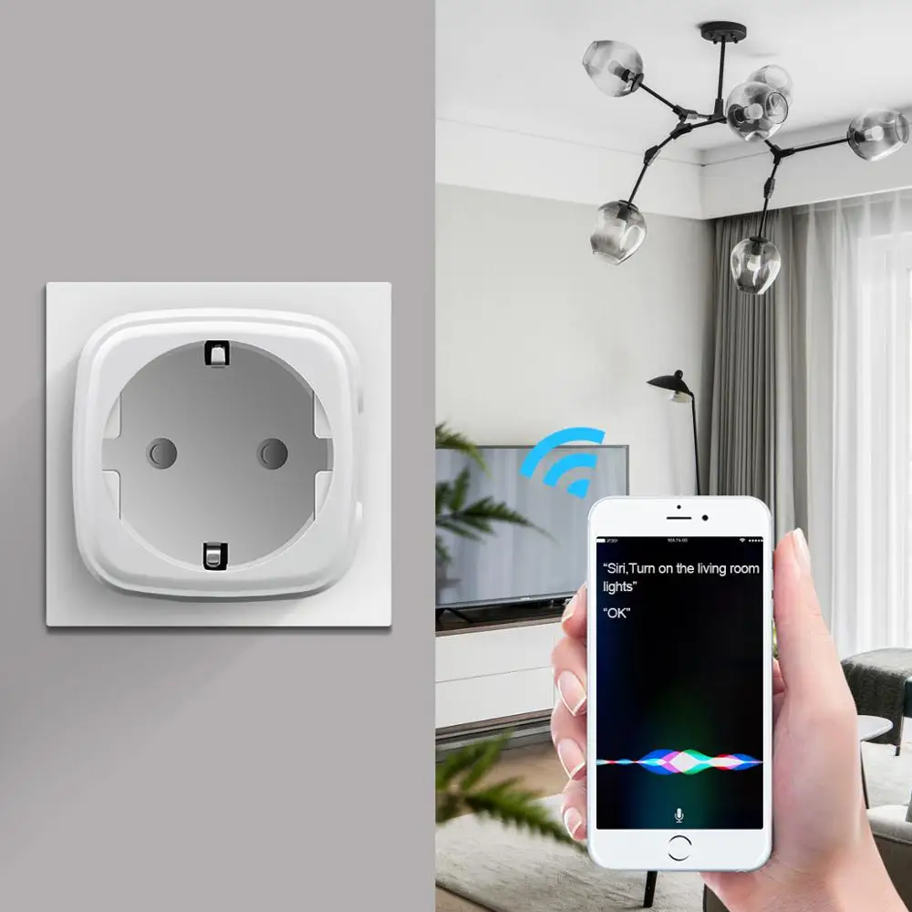 Умная розетка Apple Homekit настенная с Wi-Fi штепсельная вилка европейского стандарта