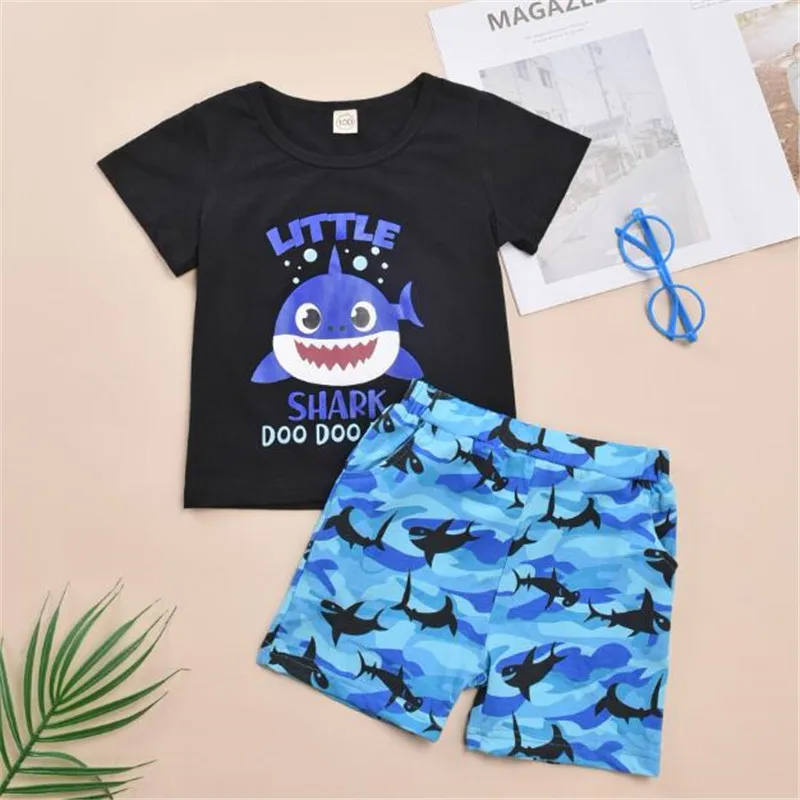 Комплект одежды для маленьких мальчиков топы с коротким рукавом и шорты