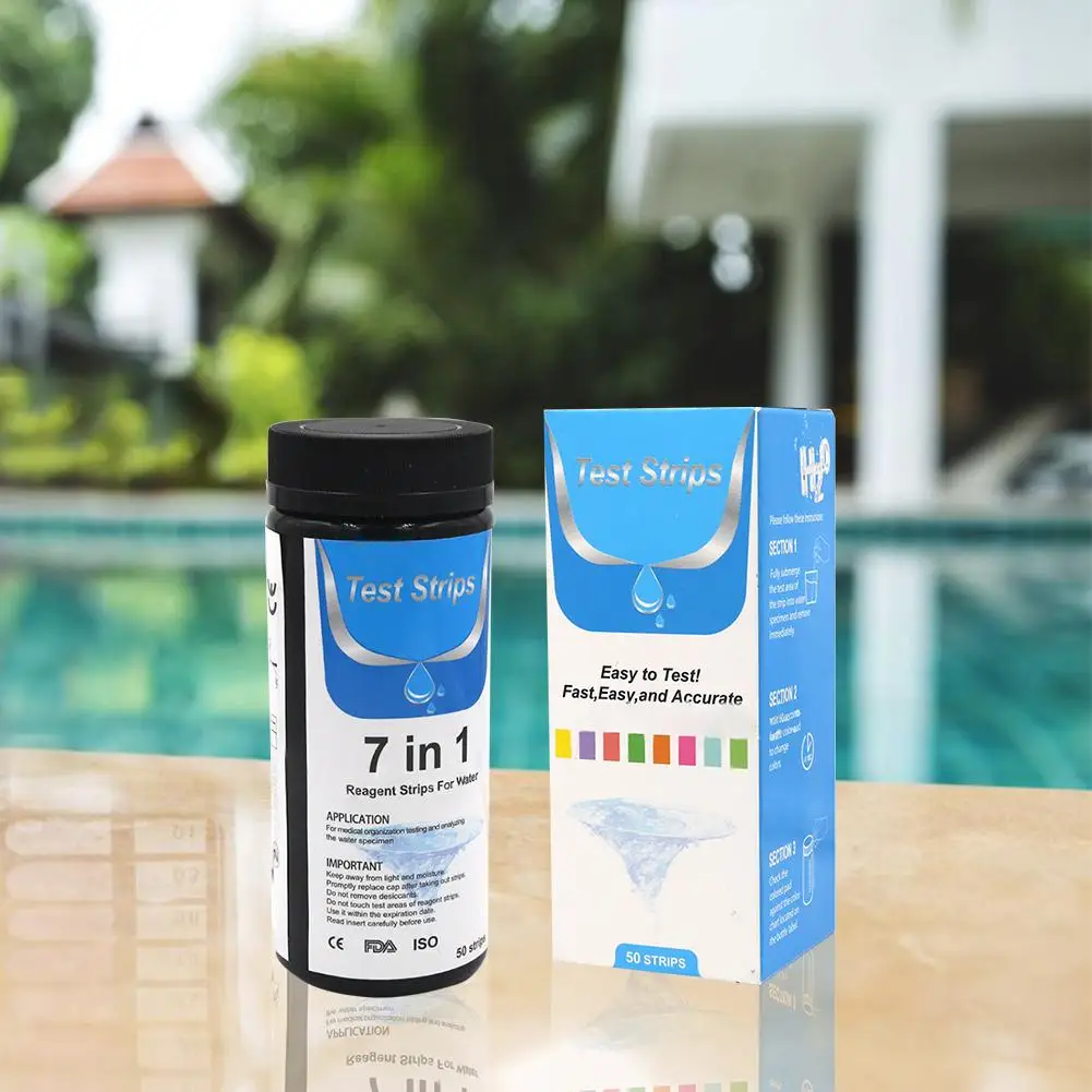 

50PCS 7 In 1 Water Quality Test Strips Drinking Water Test Strip Aquarium Fish Tank PH Level Testing Papers For PH Level Test