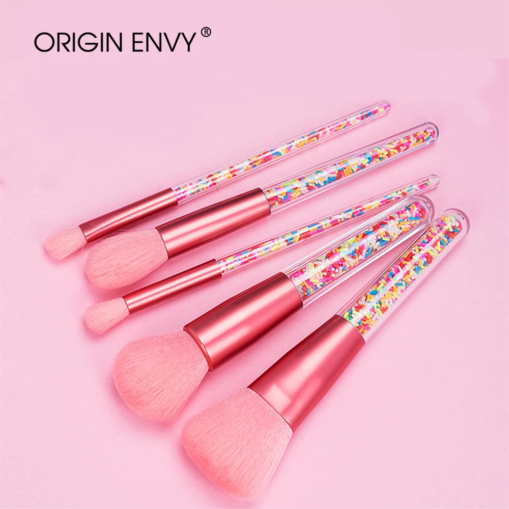 

ORIGIN ENVY 5Pcs New Candy Makeup Brush Set Loose Powder Brush Particle Eye Brush Eyebrow Brush Makeup Makeup Brush Beauty
