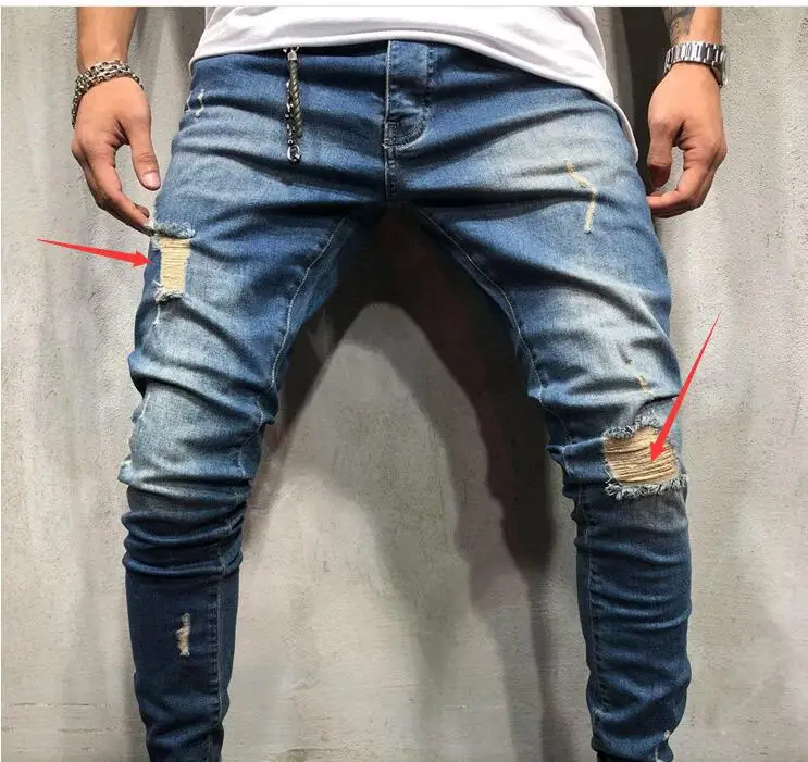 Мужские брюки джинсы скинни мужские s Pantalones Rotos рваные джинсовые зауженные