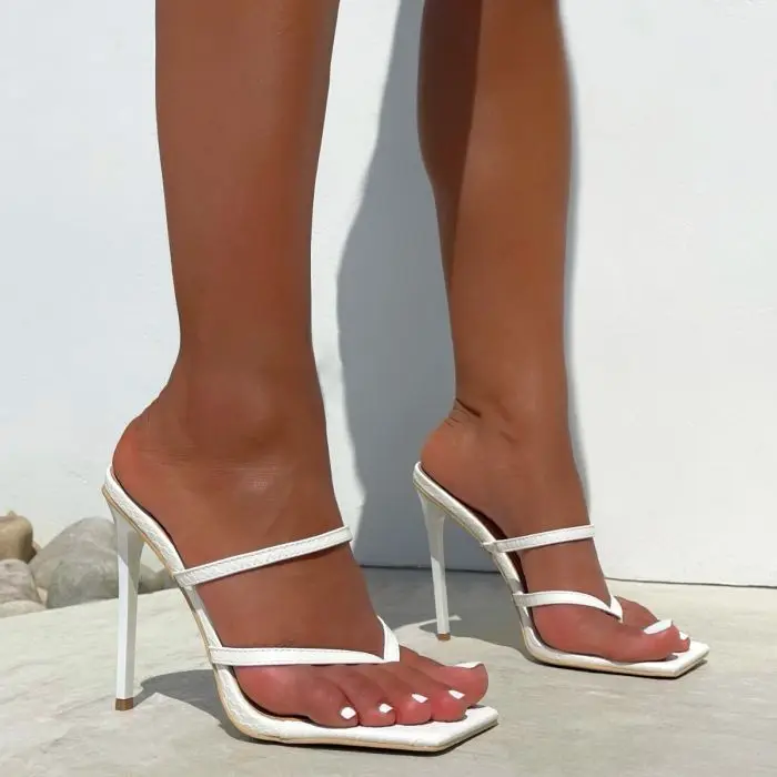 

Шлепанцы женские на высоком каблуке, пикантные сандалии с открытым носком, нарядные, для вечерние ринки, свадьбы, сланцы