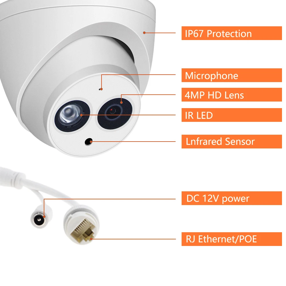 Система видеонаблюдения Dahua 8POE 4K сетевой видеорегистратор NVR4208-8P-4KS2 8 шт. 4 МП