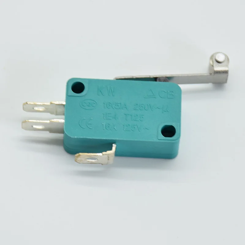 2 шт микро концевые переключатели 16A 250V 125V NO+ NC+ COM 3 контакта SPDT микро переключатель 28 мм 52 мм дуговой роликовый рычаг сенсорный переключатель зеленый