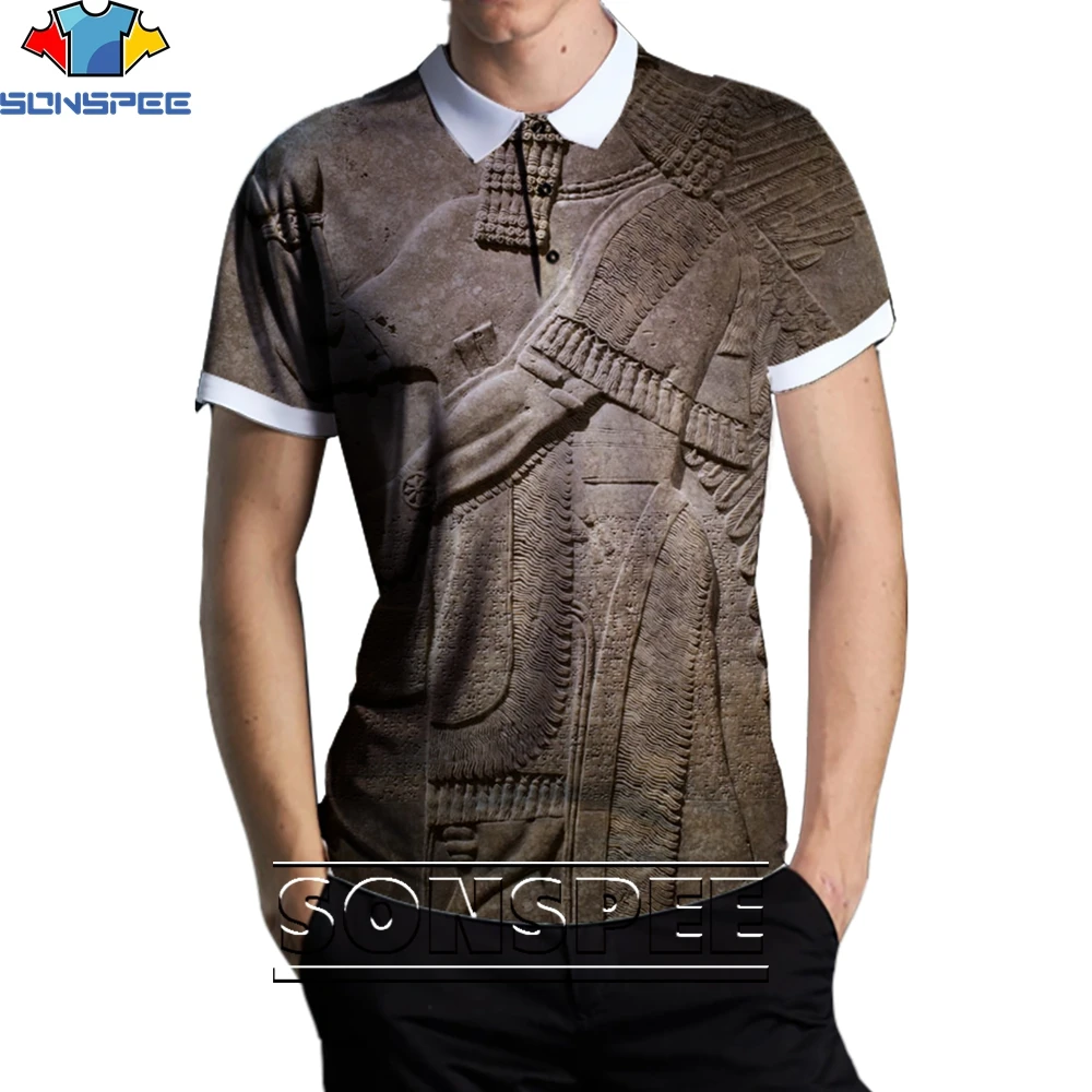 

SONSPEE 3D Ancient Retro Objects Fashion Casual Loose Original Collar POLO Shirt Men and Women Trend Popular Street Personality