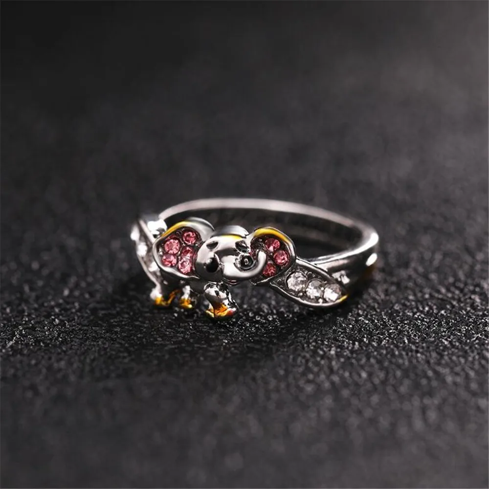 

Exquisite fashion cute style dripping oil two-color elephant ring female romantic wedding accessories holiday gifts wholesale