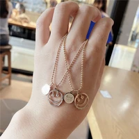letter smiley face necklace female tide temperament net red smile titanium steel clavicle chain 2021 new ins simple pendant