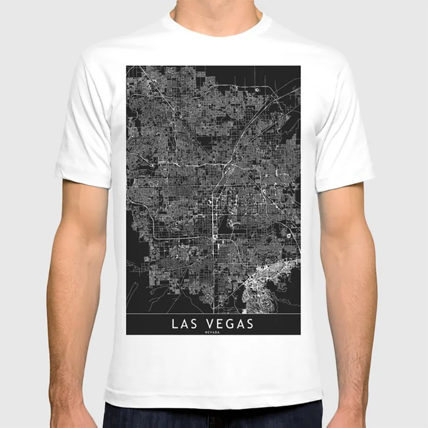 Черная карта Лас Вегаса футболка Векторная Городская линия дизайн городской