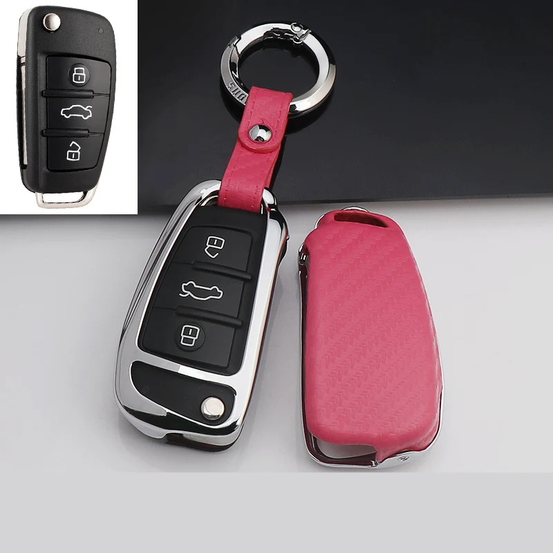 Красивый чехол для автомобильного ключа из углеродного волокна и цинкового