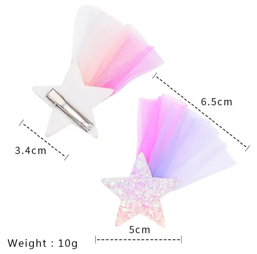 Заколки для волос Детские яркие блестящие со звездами J133 шифоновая заколка