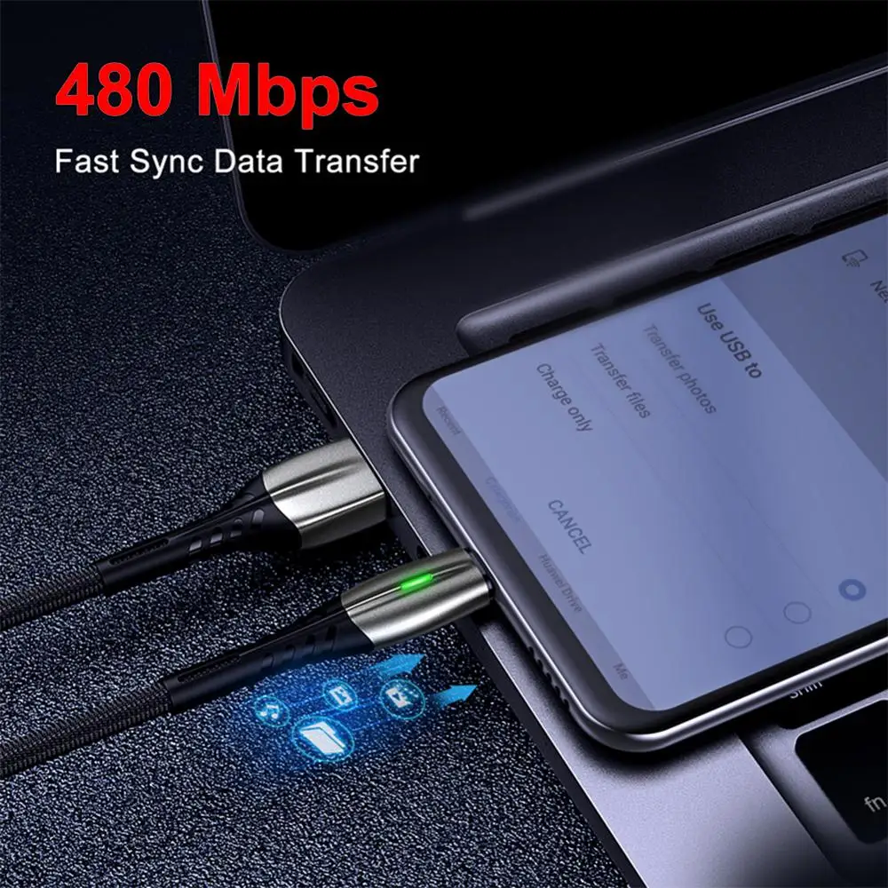 5А Micro USB Type C кабель LED мобильный телефон зарядное устройство для Android Быстрая