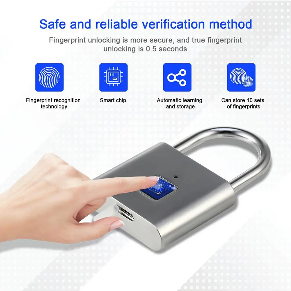 Новый Перезаряжаемый USB БЕСКЛЮЧЕВОЙ умный дверной замок с отпечатком пальца