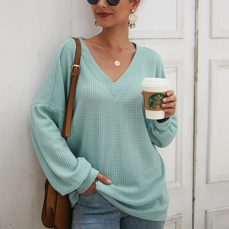 Autumn fashion tops large size women's 5XL 6XL 7XL 8XL 9XL sexy deep V-neck long-sleeved bust 138CM