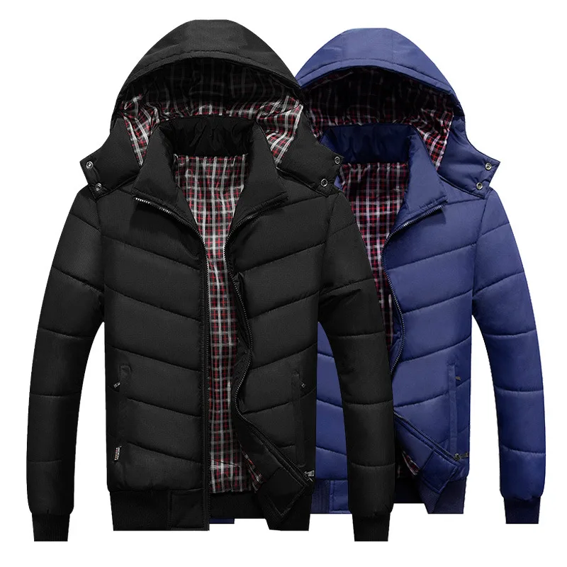 

Winter Men Set Down Jacket Cotton Coat Korean Version Solid Color Warm Thick Windproof Waterproof Scratch-resistant Anti-wrinkle
