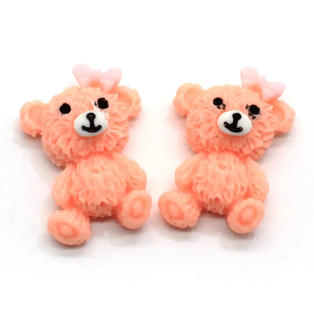 50/100 шт. пастельных полимерных мультяшных медведей миниатюрные банты для волос с