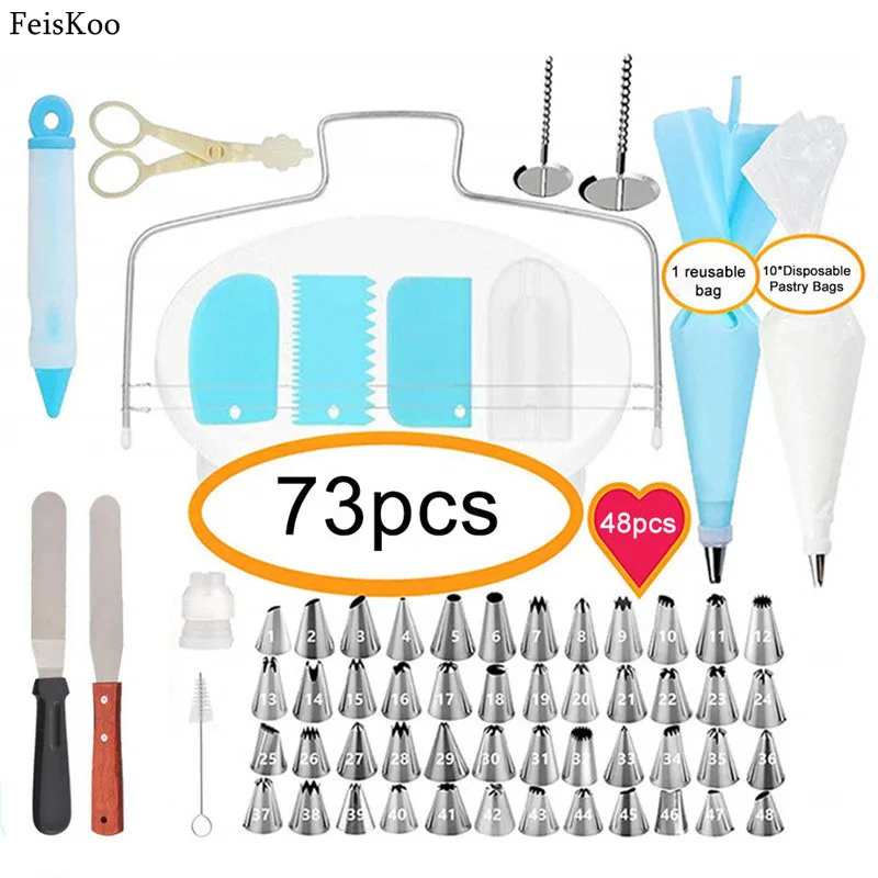 73 шт./компл. инструменты для Украшения Торта Глазурь кончики поворотные
