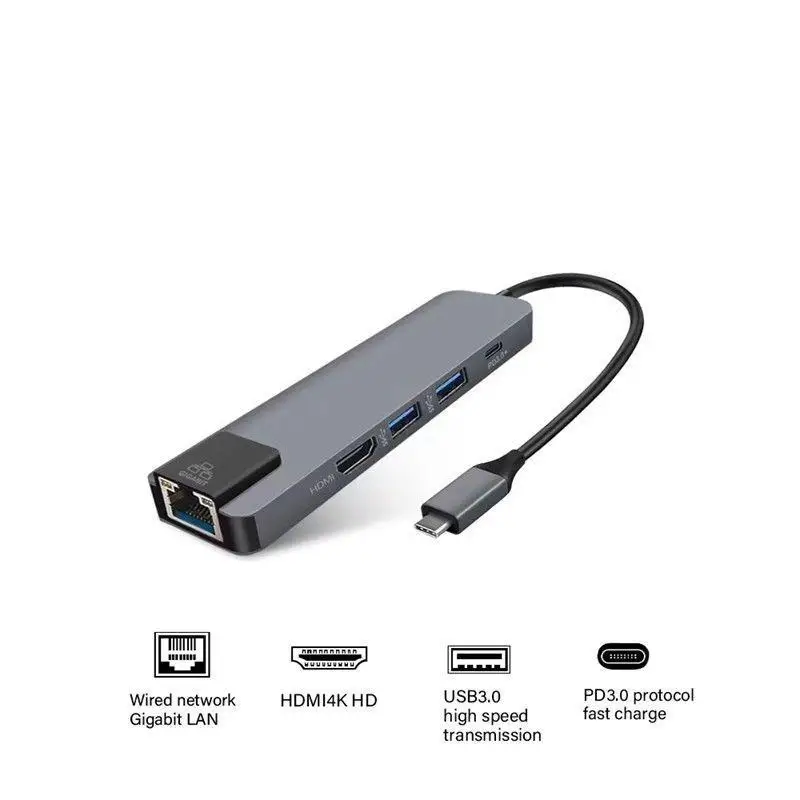 5 в 1 type C концентратор HDMI адаптер 4K для Macbook Pro USB 3 0 Компьютерные аксессуары Gigabit