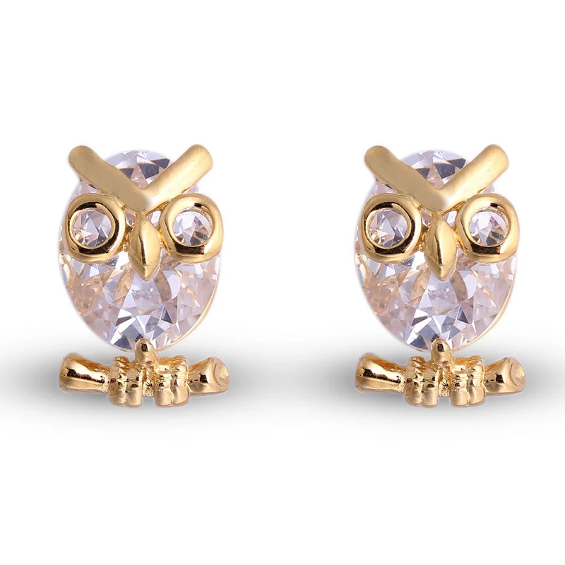 style 10 pink Новые милые серьги с подвеской в виде совы, разноцветные прозрачные серьги-гвоздики с кристаллами, ювелирные изделия, простые серьги-Вишенки для женщин - Окраска металла: style 10 pink