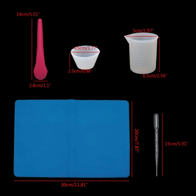 

27Pc Reusable Silicone Resin Kit Nonstick Silicone Mat 100ml Measuring Cups Finger Cots Resin Mix Cup Stir Stick Pipette