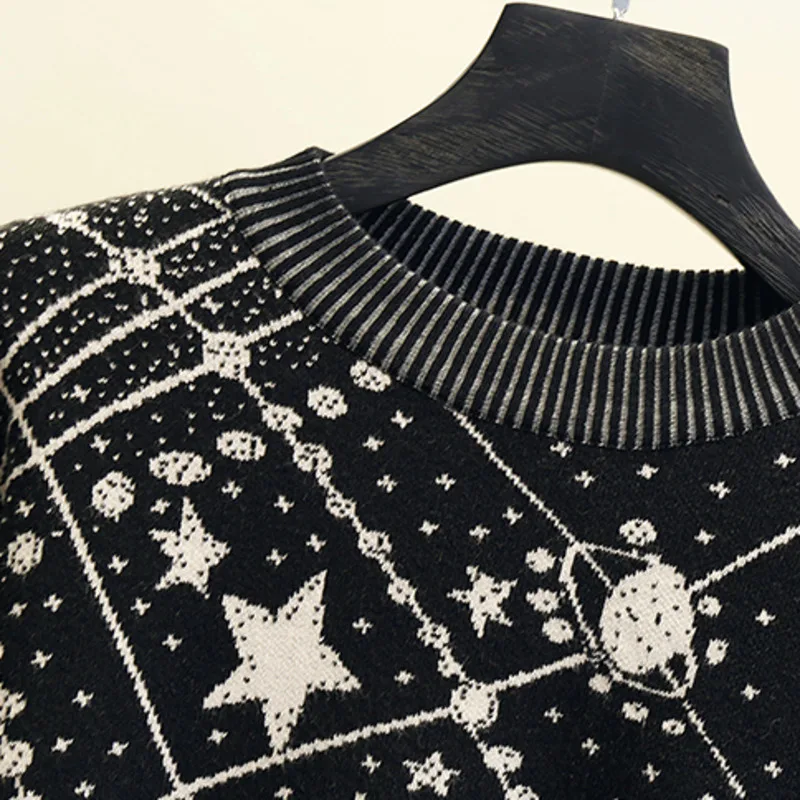 Свитер женский жаккардовый с длинным рукавом Осень-зима 2021 | Женская одежда