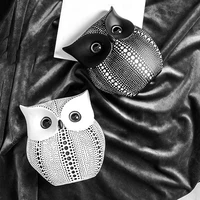 1pc resin owl animal ornaments handmade home decoration crafts figurines miniatures nordic style white black owl figurines