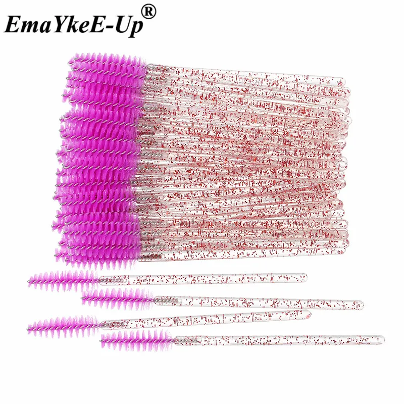 Crystal Pink Purple 50 шт Женские Модные кисти для ресниц, одноразовые кисти для макияжа, Хрустальные кисти для бровей/ресниц/туши для ресниц, кисти для ресниц - Цвет: Crystal Pink Purple
