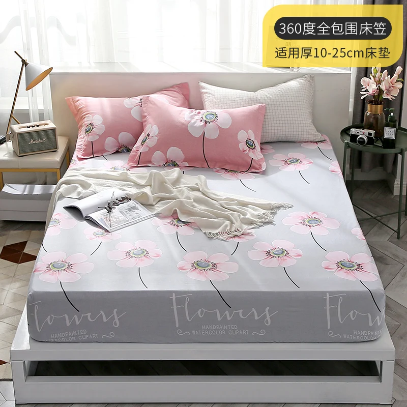100% Cotton fitted sheets Mattress Cover Four Corners with elastic bedding cover flower love bed twin queen king size | Дом и сад