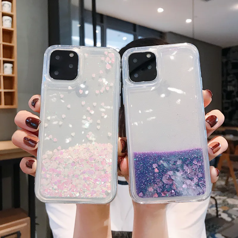 Чехол с сыпучим песком для iPhone 11 12 Pro Max движущийся Блестящий динамический жидкий