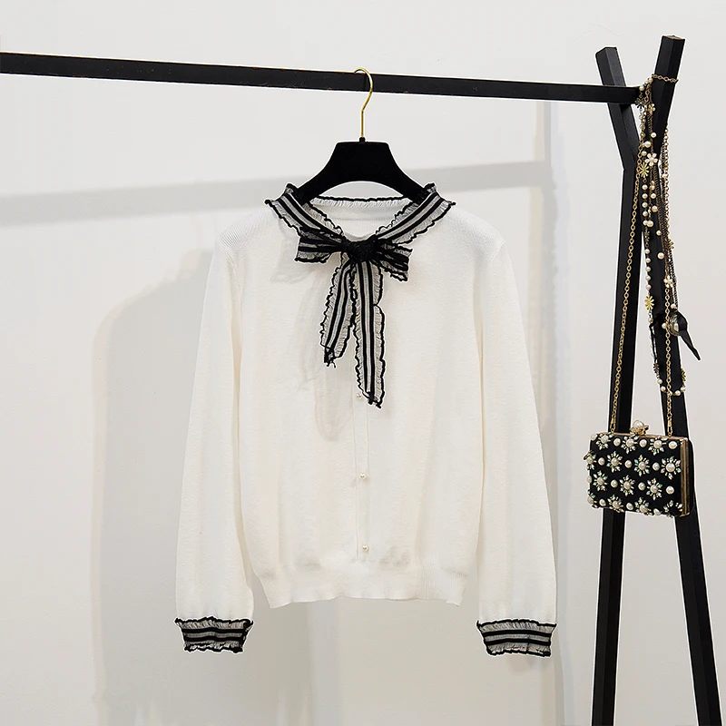 

Autumn Suits New Fashion Ladies' Sweater Pearl& Skirt Two Pcs Clothing Set Leisure Women Outfit Vestido Long Sleeve Top Big SALE