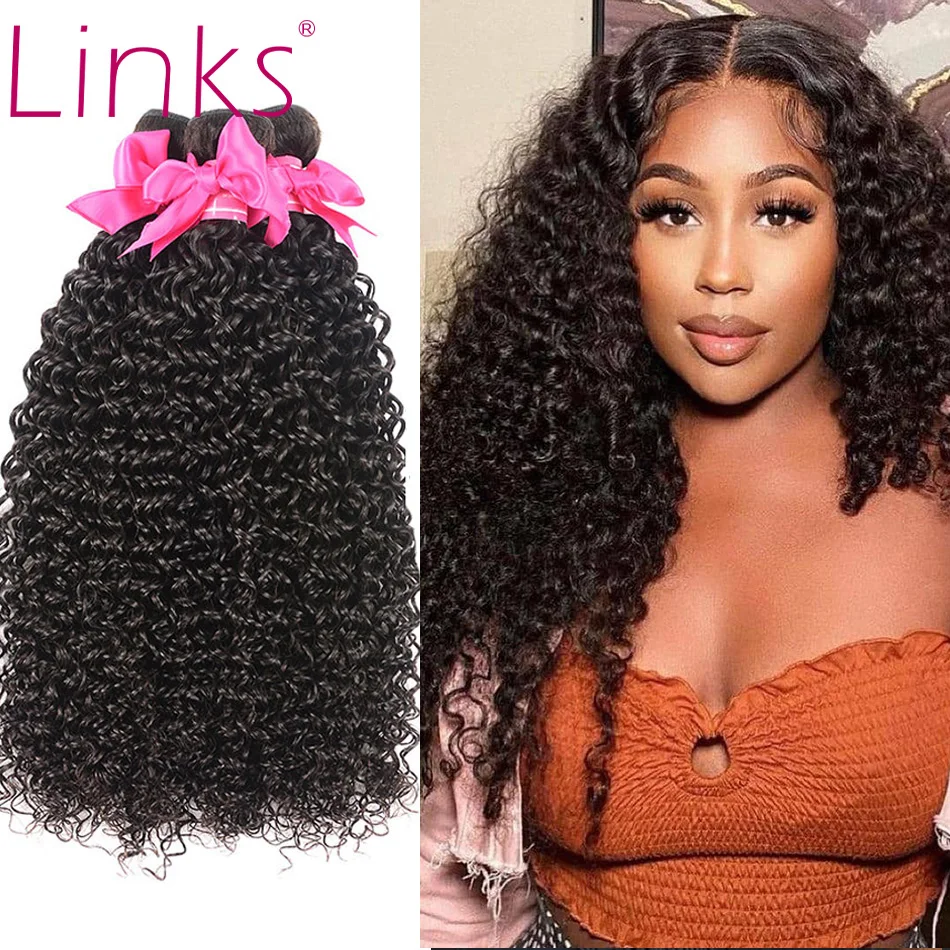 Links монгольский курчавый и вьющийся волос пряди Remy человеческие волосы для