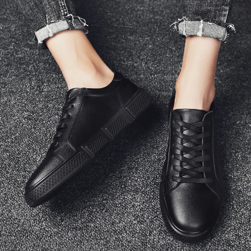 Man Shoes Casual Leather Classic White Men Lace-Up Sneakers Travel Walking Shoe Fashion Spring Autumn | Обувь