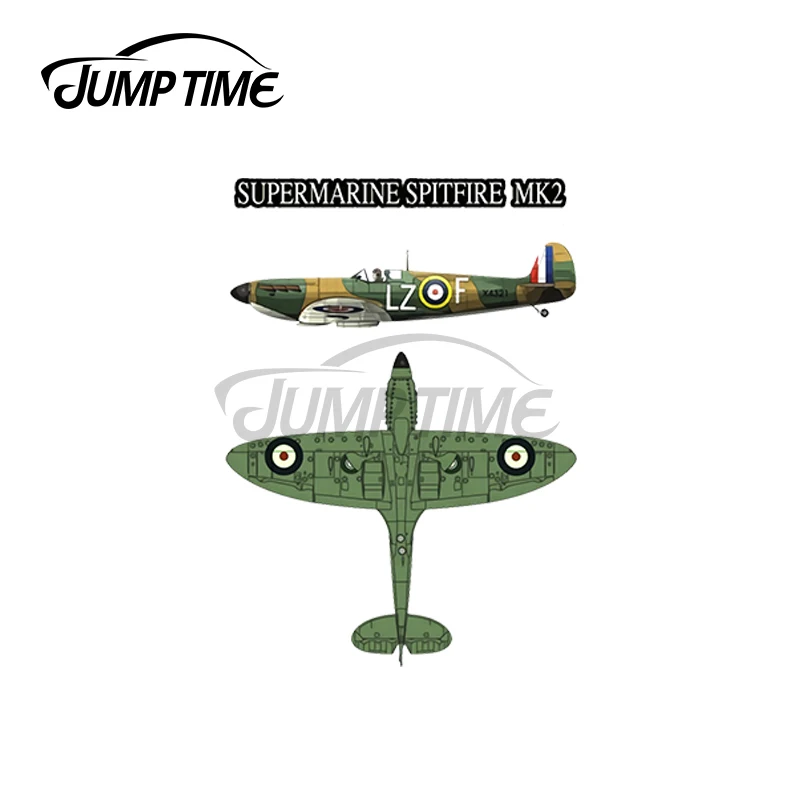 JumpTime 13 x 9.8cm For SUPERMARINE SPITFIRE MK2- MILITARY WW2 RAF FIGHTER AIRCRAFT Decal Personality Bumper Windows Waterproof