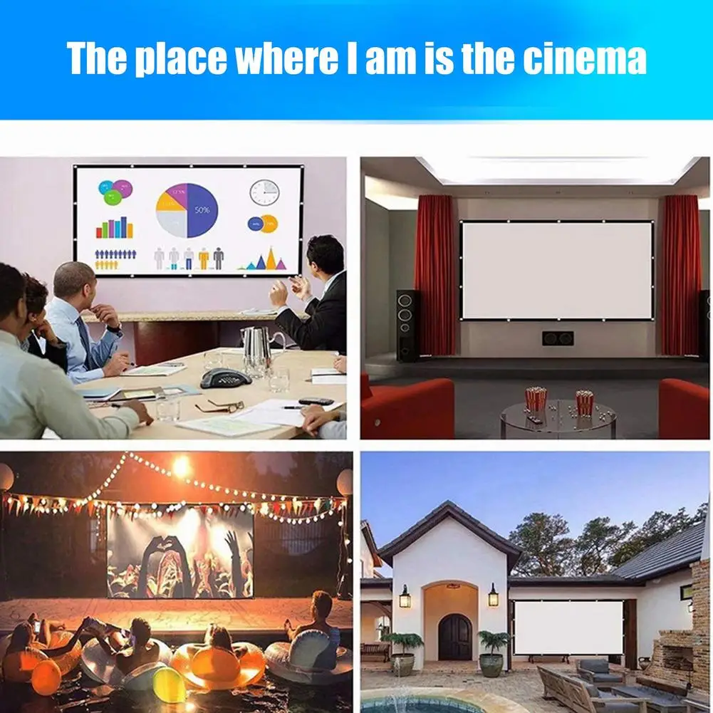 16:9 100 Inches Projector Screen 170-degree Viewing Angle Foldable Projection Cloth Home Theater Essentials Accessories | Электроника