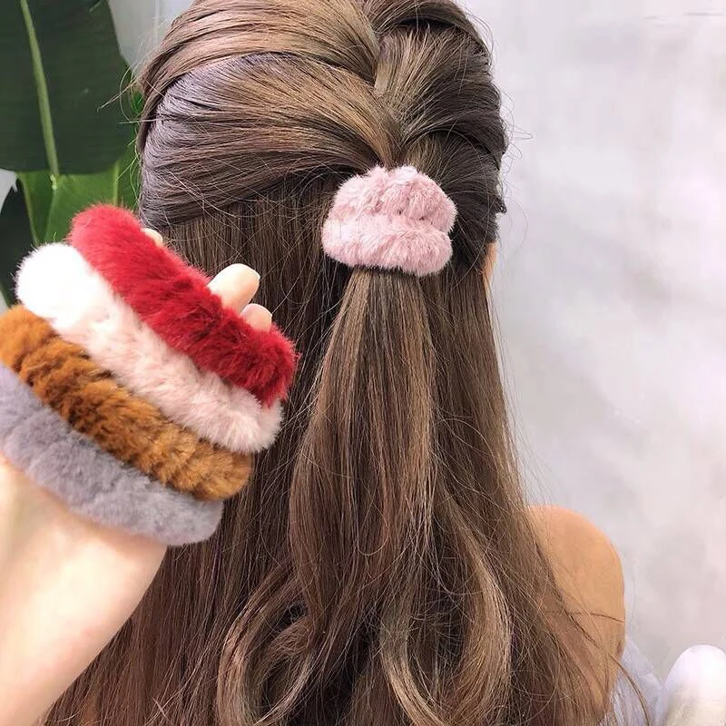Детская эластичная Женская резинка из искусственного кроличьего меха