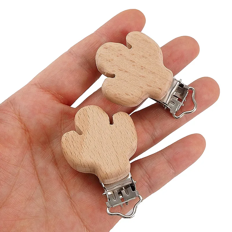 Chenkai-Pinzas de madera para chupete de Cactus, juguete sensorial para la dentici&oacute;n, para beb&eacute;, ecol&oacute;gico, org&aacute;nico, DIY, 5 uds.-3