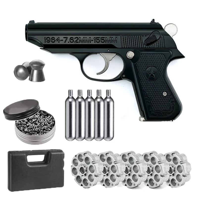 Пистолет полностью металлический Китайский классический 64 дюйма 5 пуль с
