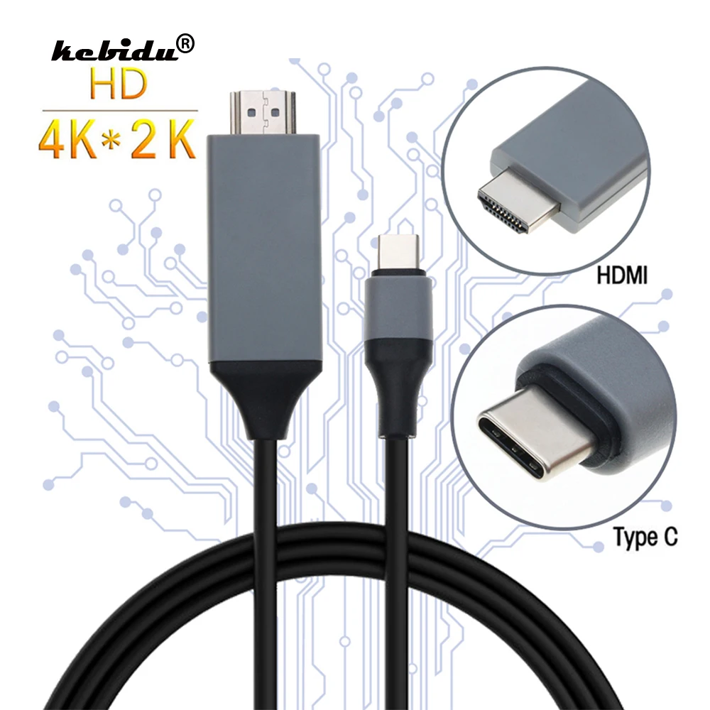 Kebidu 4K HDMI совместимый кабель Тип C штекер USB 3 1 30 Гц HD Удлинительный преобразователь