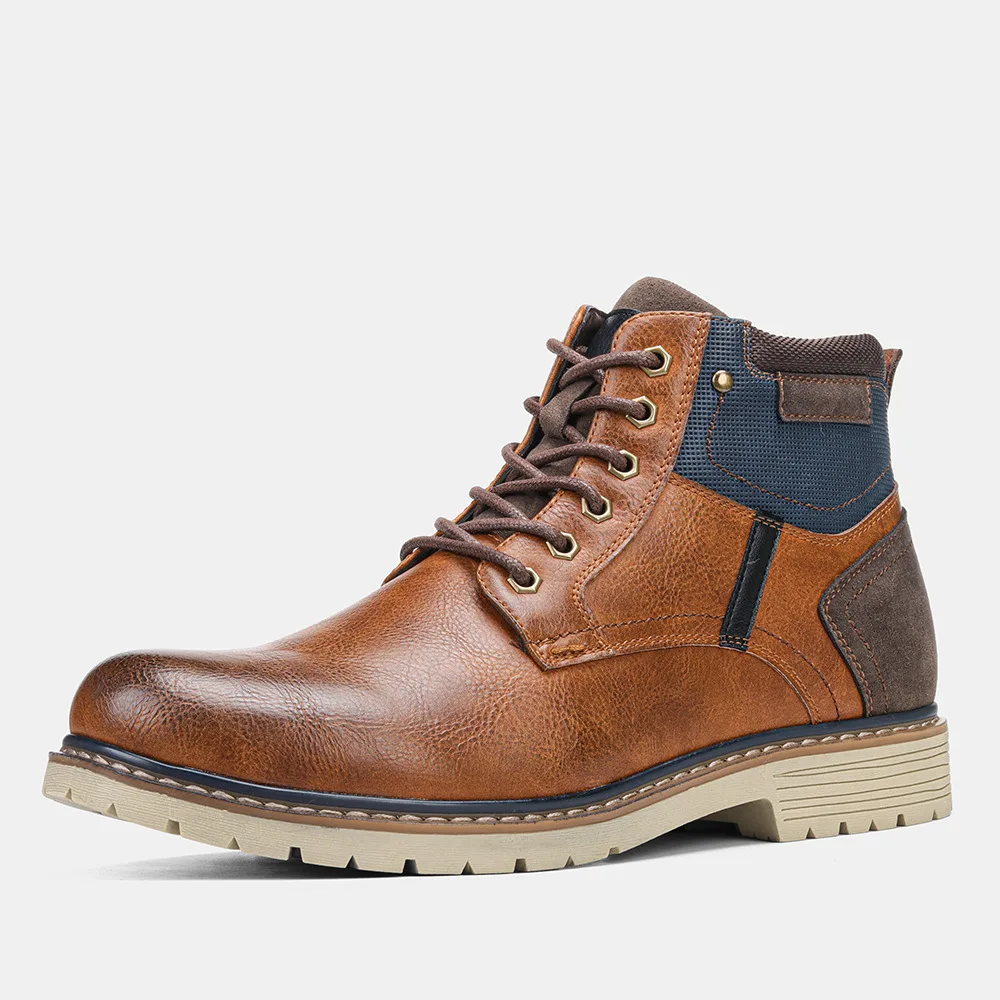 

Men Snow Boots Shoes Men Lace-up Zipper Leather 2020 Autumn warm Fur Men's Boots Outdoor Fashion Men Boots Men Shoes