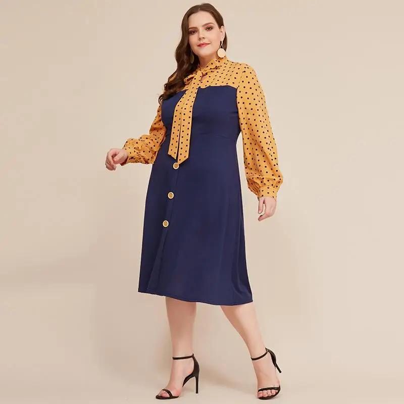 Женское платье с длинным рукавом элегантное офисное Повседневное большого