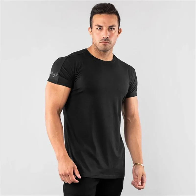 

Футболка мужская Спортивная с коротким рукавом, Повседневная модная тенниска для фитнеса, бодибилдинга, баскетбола, тренировок, уличная од...