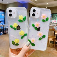 real preserved fresh flowers clear case for coque iphone 11 12 pro x xs max xr 7 8 plus phone cases soft tpu back cover funda