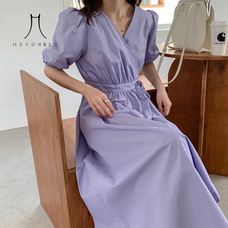 Женское Элегантное Длинное Платье Лето 2020 с v-образным вырезом и высокой талией