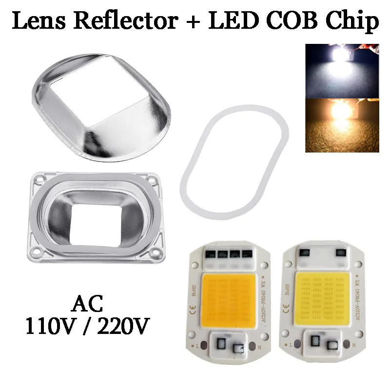 Светодиодный COB Чип + линзы коллиматор отражатель 20 Вт ~ 50 AC110V/220 В Смарт IC драйвер