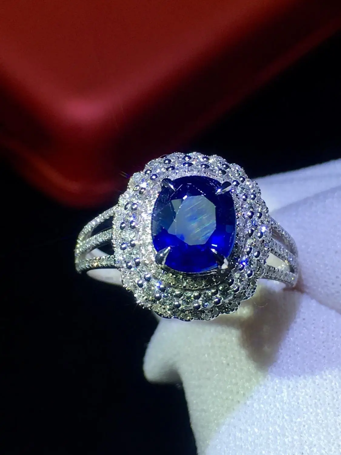 820 натуральное 18 к белое золото 100% ненагреваемое драгоценные камни 1 89ct сапфиры