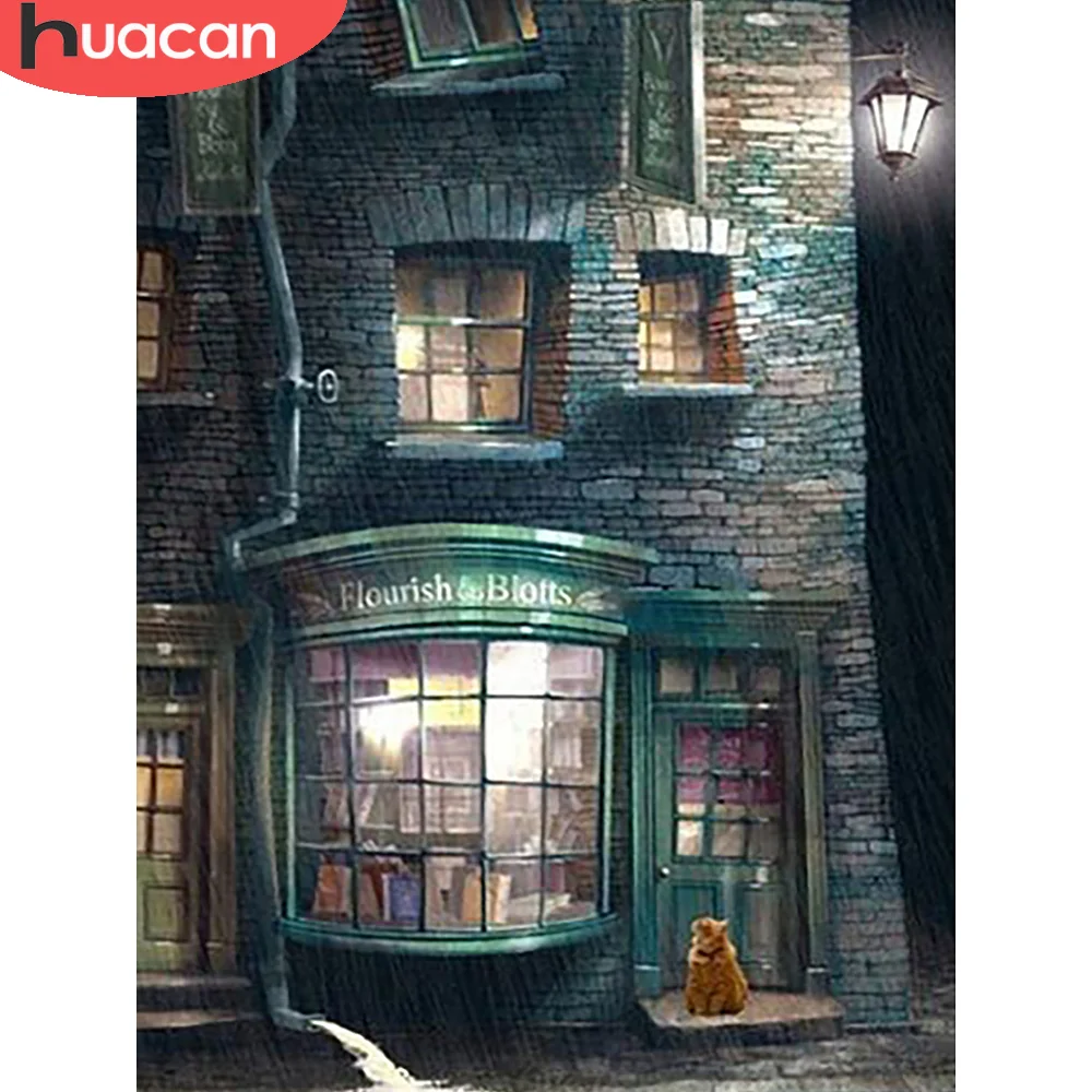 

HUACAN Diy Diamond Painting Night Scenery Embroidery Cross Stitch Building Landscape Mosaic Home Decor Diamond Art