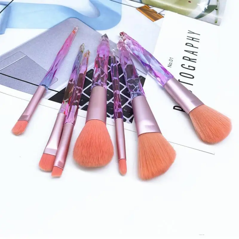 

7Pcs Laser Crystal Handle Makeup Brushes Set Powder Foundation Eye Shadow Concealer Brushes Cosmetics Brush Kit Makeup Tools