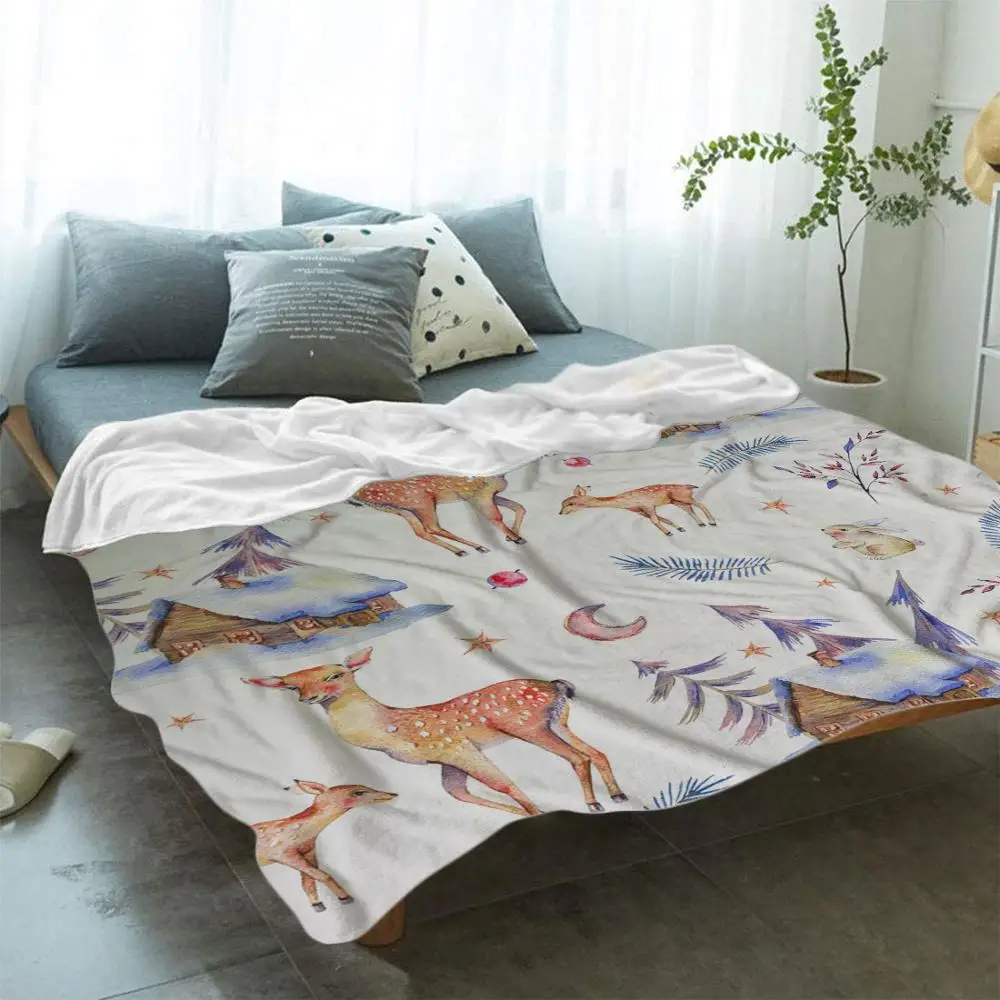 Пятнистого оленя/скелетфланелевая Одеяло 3D печати зоопарк одеяло с животными