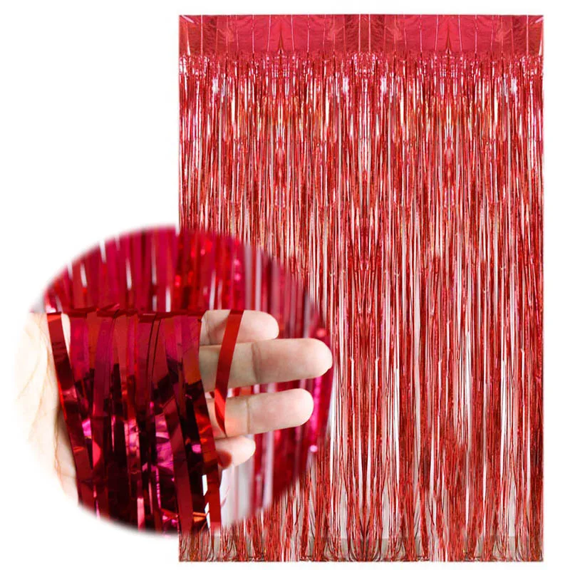 1pc red Металлические Fringe фольга шторы с блестками счастливый год Счастливого Рождества Вечерние Декорации для украшения дома - Цвет: 1pc red